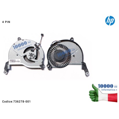 736278-001 Ventola di Raffreddamento Fan CPU HP Pavilion 15-N 17-N 14-N TPN-Q130 Q129 Q131 Q132 736278-001