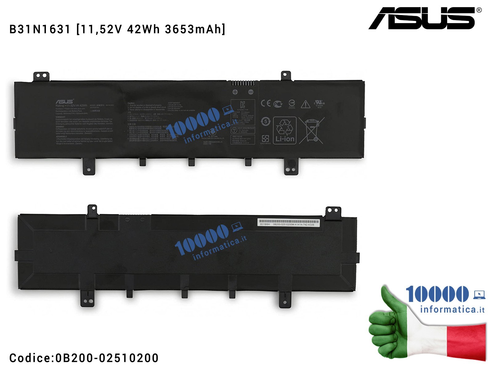 0B200-02510200 Batteria B31N1631 ASUS VivoBook 15 F505B F505BA F505BP F505Z F505ZA X505B X505BA X505BP X505Z X505ZA [11,52V 4... 0B200-02510200 Batteria B31N1631 ASUS VivoBook 15 F505B F505BA F505BP F505Z F505ZA X505B X505BA X505BP X505Z X505ZA [11,52V 4...