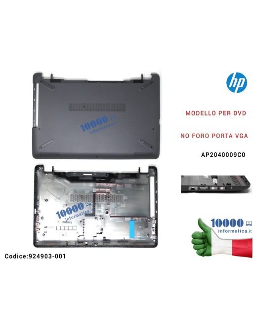 924903-001 Bottom Case Scocca Inferiore [Smoke Gray] HP Pavilion 15-BS 15-BW 250 G6 255 G6 TPN-C129 TPN-C130 (GRIGIO FUMO) AP...