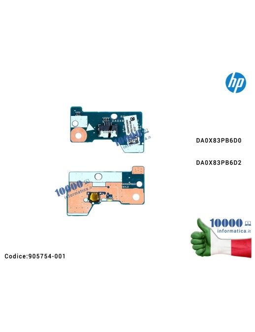 905754-001 Pulsante Tasto Accensione Power Board HP ProBook 450 G4 455 G4 470 G4 450 G3 905754-001 DA0X83PB6D0 DA0X83PB6D2