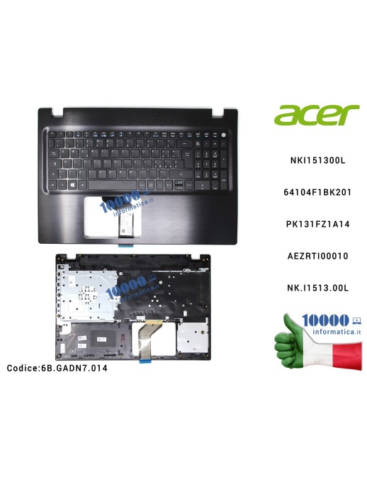 6B.GADN7.014 Tastiera Italiana Completa di Top Case Superiore ACER Aspire F5-572G NKI151300L 64104F1BK201 LV5T_A50B PK131FZ1A...