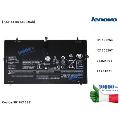 5B10K10181 Batteria L13M4P71 LENOVO Yoga 3 Pro 1370 [7,6V 44Wh 5800mAh] 121500264 121500267 L13M4P71L14S4P71