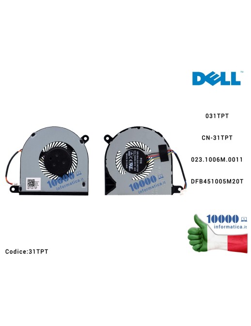 31TPT Ventola di Raffreddamento Fan CPU DELL Inspiron 5368 5378 5568 7569 13-7000 15-5000 023.1006M.0011 031TPT CN-31TPT DFB4...