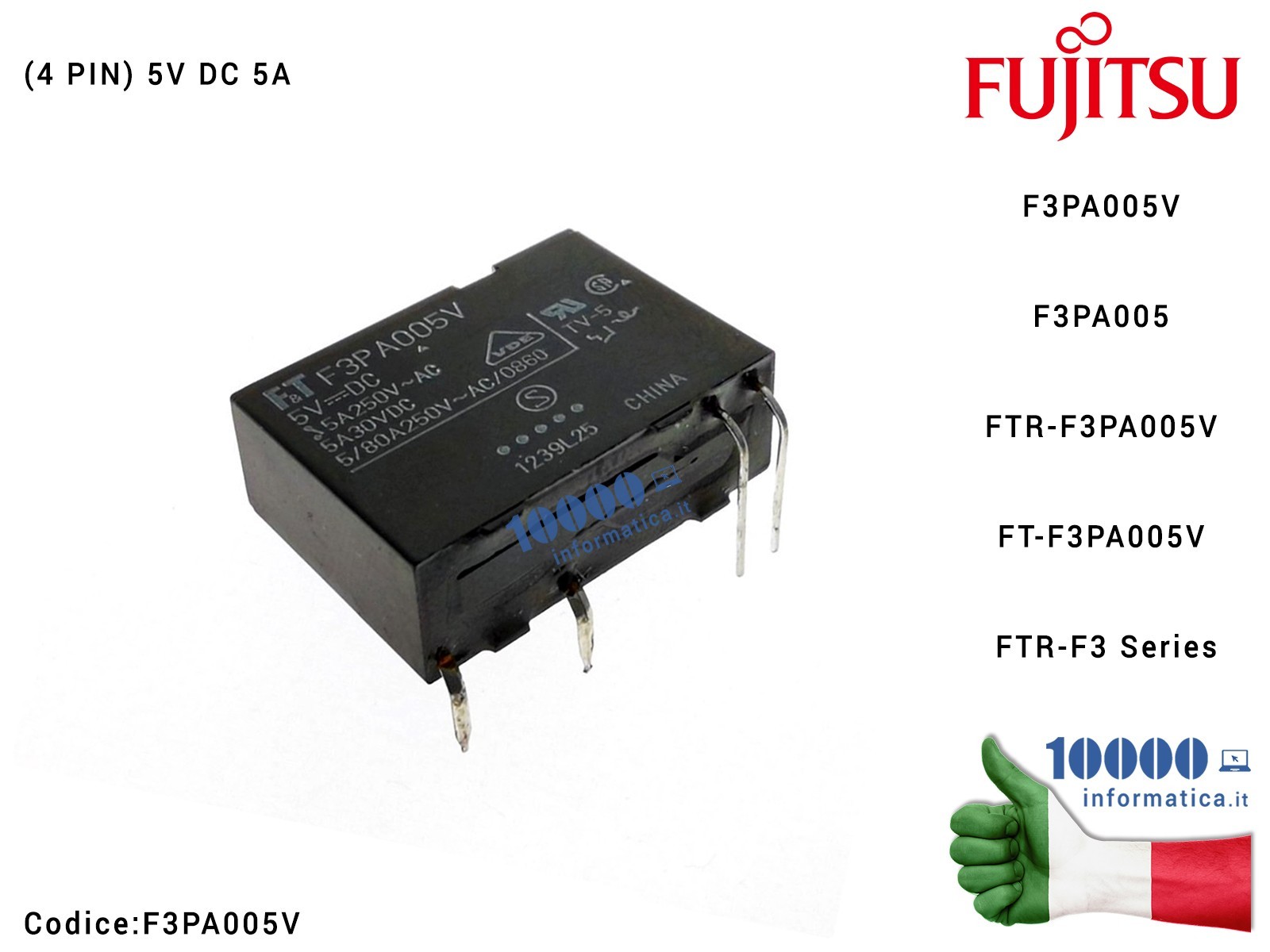 F3PA005V Relè Power Relay FUJITSU F3PA005V F3PA005 FTR-F3PA005V FT-F3PA005V FTR-F3 Series (4 PIN) DIP4 1 POLE 5V DC 5A TV-3 /... F3PA005V Relè Power Relay FUJITSU F3PA005V F3PA005 FTR-F3PA005V FT-F3PA005V FTR-F3 Series (4 PIN) DIP4 1 POLE 5V DC 5A TV-3 /...