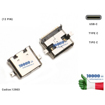 12903 Connettore di Alimentazione 12903 Tipo C (12 PIN) USB-C DC Power Jack Type-C