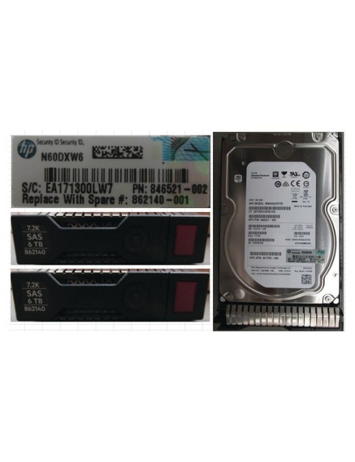 862140-001 SPS-DRV HDD 6TB 12G 7.2K LFF SAS MDL SC