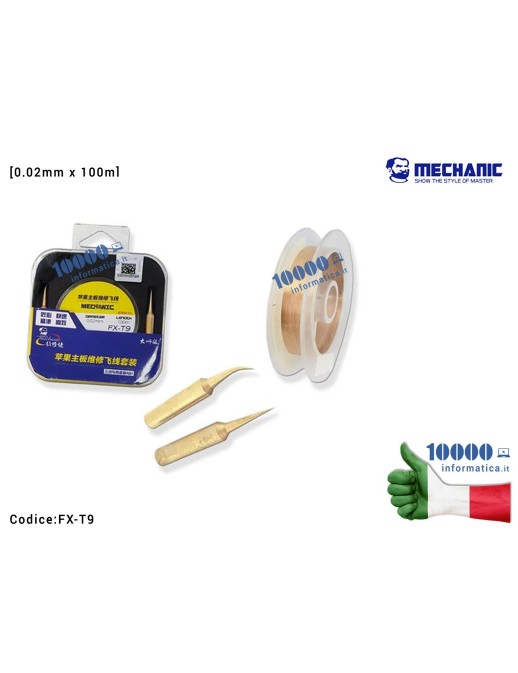 FX-T9 Filo in Rame MECHANIC FX-T9 [0,02mm x 100m] Riparazioni Piste Schede Madri Fingerprint Chip Link Wire Insulate Jump Line
