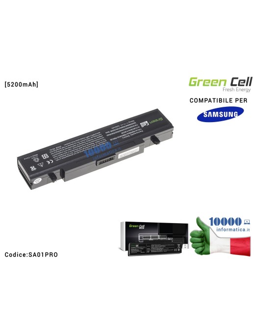 SA01PRO Batteria AA-PB9NS6B Green Cell Compatibile per SAMSUNG RV511 R519 R522 R530 R540 R580 R620 R719 R780 [5200mAh]