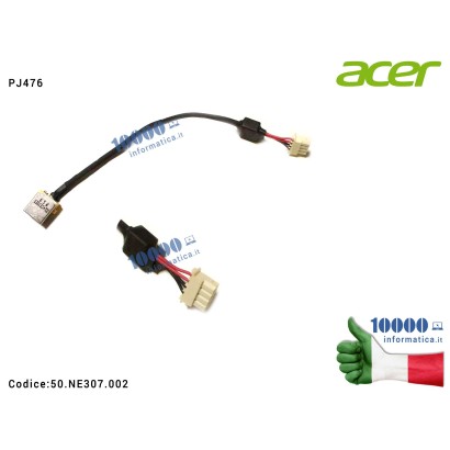 50.NE307.002 Connettore di Alimentazione DC Power Jack PJ476 ACER Aspire 4250 5349 4739 4349 5349-2592 5349-2899 eMachines D4...