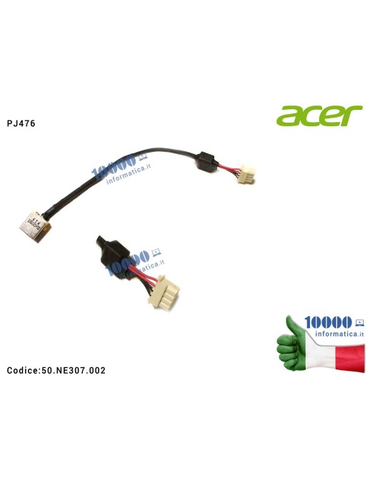 50.NE307.002 Connettore di Alimentazione DC Power Jack PJ476 ACER Aspire 4250 5349 4739 4349 5349-2592 5349-2899 eMachines D4...