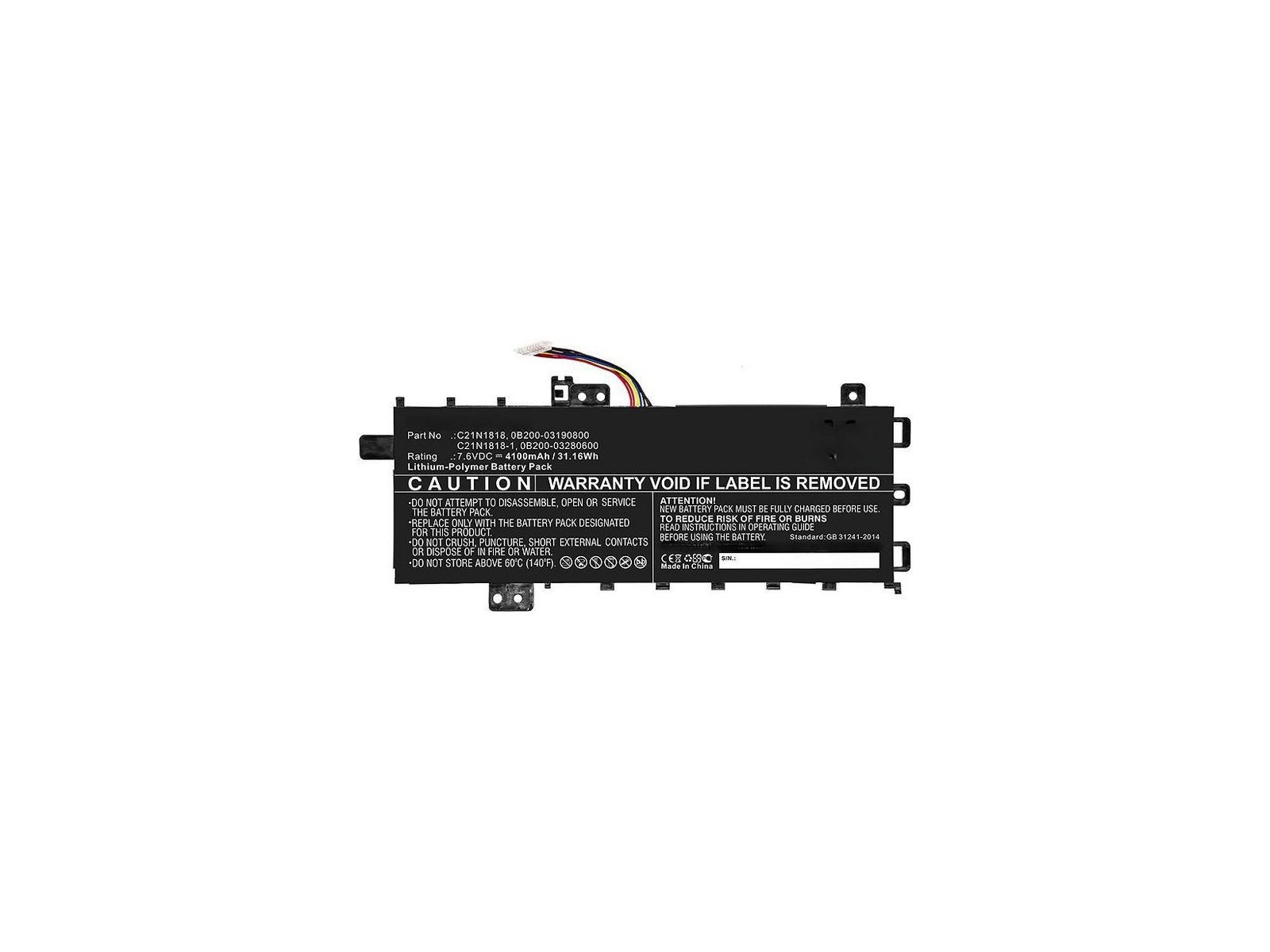 MBXAS-BA0279 CoreParts Laptop Batteria for Asus 31.16Wh Li-Polymer 7.6V 4100mAh (TYPE A) for Asus A412FA A412UA A412UB AUX412NB MBXAS-BA0279 CoreParts Laptop Batteria for Asus 31.16Wh Li-Polymer 7.6V 4100mAh (TYPE A) for Asus A412FA A412UA A412UB AUX412NB