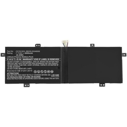 MBXAS-BA0242 CoreParts Laptop Batteria for Asus 46.20Wh Li-Pol 7.7V 6000mAh Black for Asus Notebook Laptop BX431FA BX431FB K431F
