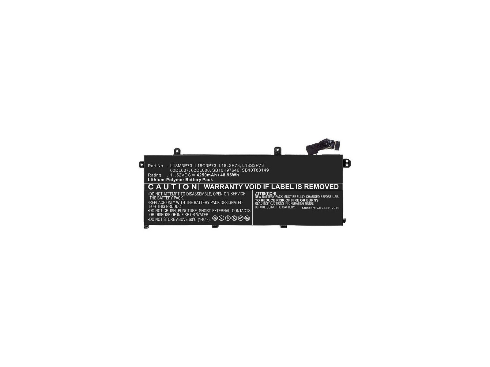 MBXLE-BA0257 CoreParts Laptop Batteria for Lenovo 48.96Wh Li-Pol 11.52V 4250mAh Black for Lenovo Notebook Laptop ThinkPad P43s T MBXLE-BA0257 CoreParts Laptop Batteria for Lenovo 48.96Wh Li-Pol 11.52V 4250mAh Black for Lenovo Notebook Laptop ThinkPad P43s T