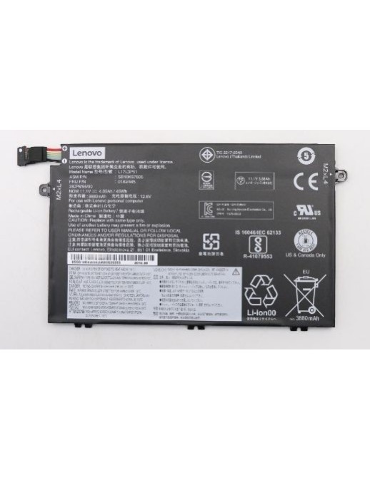 01AV445 Lenovo Lithium-Ion Batteria 45Wh capacity 11.1V voltage compatible with Lenovo ThinkPad E480 E490 E580 series. FRU01AV44