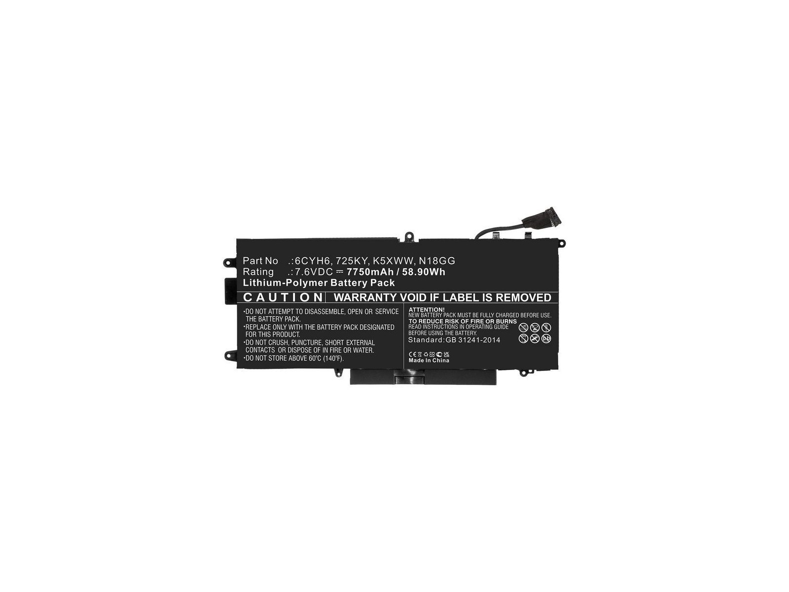 MBXDE-BA0186 CoreParts Laptop Batteria for Dell 60WH Li-ion 7.6V 7890mAh Dell Latitude 5289 7389 7390 Dell Latitude 5289 2-in-1 MBXDE-BA0186 CoreParts Laptop Batteria for Dell 60WH Li-ion 7.6V 7890mAh Dell Latitude 5289 7389 7390 Dell Latitude 5289 2-in-1