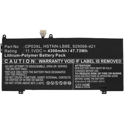 MBXHP-BA0176 CoreParts Laptop Batteria for HP 55,86Wh Li-Pol 11,4V 4900mAh Black - Spectre X360 13 Spectre 13 Spectre x360 13 Co