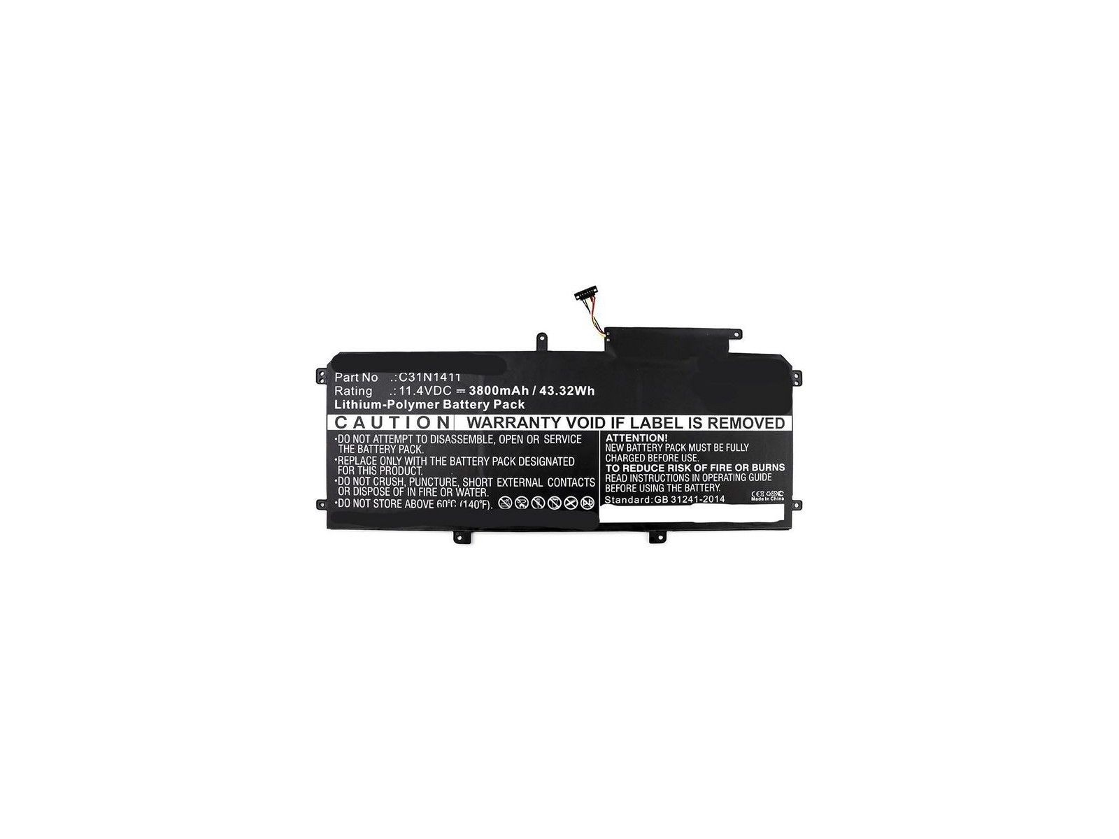 MBXAS-BA0115 CoreParts Laptop Batteria for Asus 42Wh Li-Pol 11.55V 3610mAh Black U305CA6Y30 U305F 13.3 inch U305FA5Y10 U305FA5Y7 MBXAS-BA0115 CoreParts Laptop Batteria for Asus 42Wh Li-Pol 11.55V 3610mAh Black U305CA6Y30 U305F 13.3 inch U305FA5Y10 U305FA5Y7