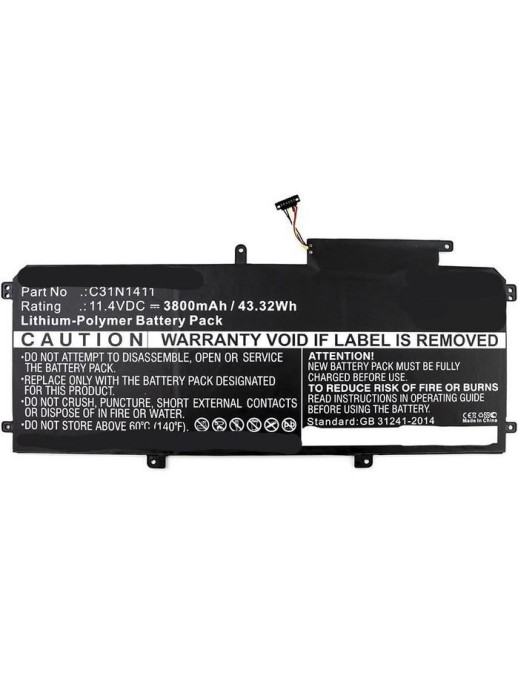 MBXAS-BA0115 CoreParts Laptop Batteria for Asus 42Wh Li-Pol 11.55V 3610mAh Black U305CA6Y30 U305F 13.3 inch U305FA5Y10 U305FA5Y7