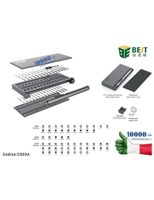 CS02A Cacciavite Elettrico Magnetici di Precisione BEST BST-9911 Esagonali Torx mini Stella batteria al litio Kit Atrezzi per...