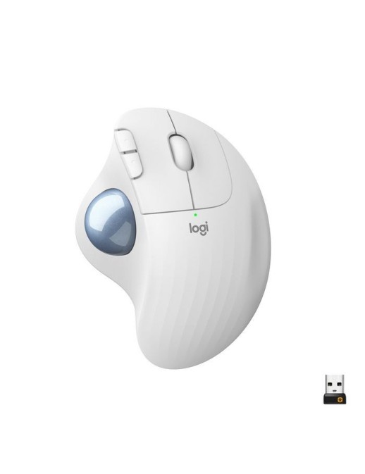 910-005870 Logitech ERGO M575 Wireless Trackball Mouse , RF Wireless + Bluetooth, Alkaline, White 1059790