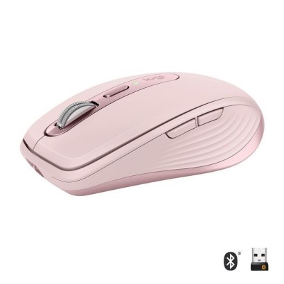 910-005990 Logitech MX Anywhere 3 Compact Performance Mouse, RF Wireless + Bluetooth, Lithium Polymer (LiPo), Pink
