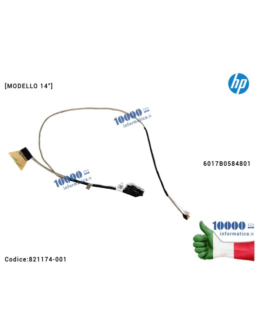 821174-001 Cavo Flat LCD HP [MODELLO 14"] EliteBook 820 G3 840 G3 845 G3 740 G3 745 G3 6017B0584801 740 745 820 845 840 850 G...