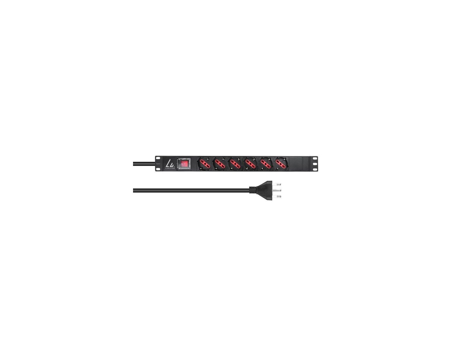 LVR-2MIT-SW-IT6 Lanview 19'' rack mount power strip, 2m, 13A with 6 x Schuko/italian type socket LVR-2MIT-SW-IT6 Lanview 19'' rack mount power strip, 2m, 13A with 6 x Schuko/italian type socket