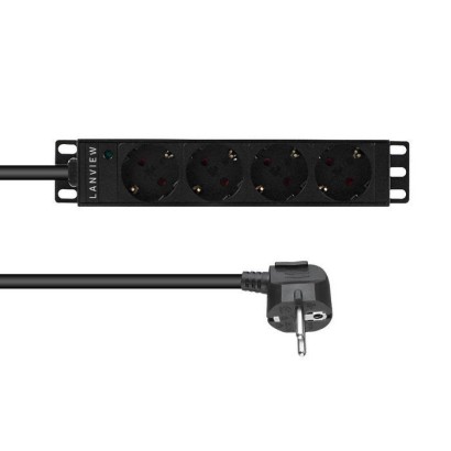 LVR-2MSCH-LIC-SCH4 Lanview 10'' rack mount power strip, 2m, 13A with 4 x Schuko outlets