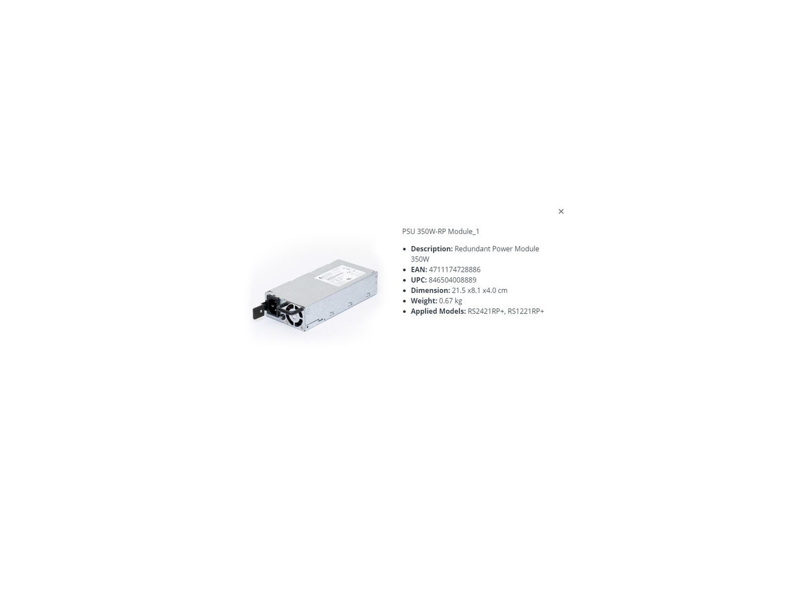 PSU 350W-RP MODULE_1 Synology Redundantes Netzteil Module 350W PSU 350W-RP MODULE_1 Synology Redundantes Netzteil Module 350W