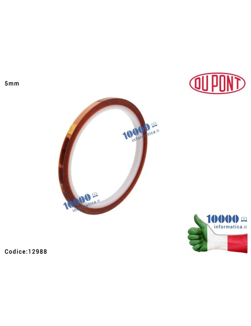 12988 Nastro Adesivo Kapton [5mm x 30mt] Alte Temperature Polymide Tape Protezione Scheda Madre Notebook Smartphone Tablet BG...