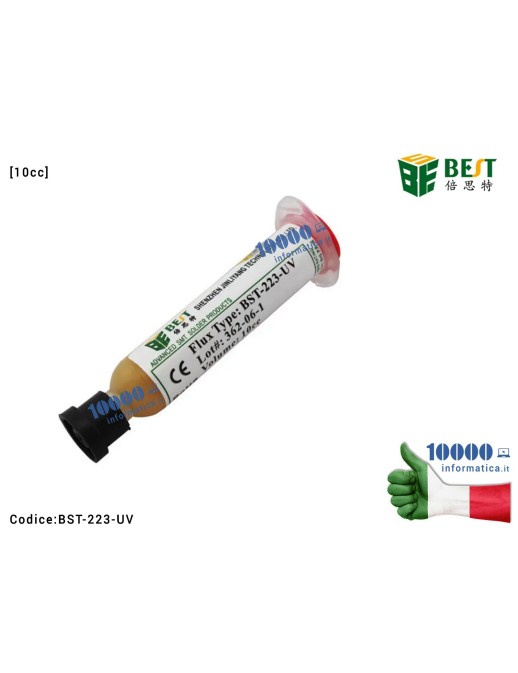 BST-223-UV Pasta Flussante BEST BST-223-UV [10cc] Solder Flux Paste Lead-Free Welding Flux Saldature per BGA SMD CSP Scheda M...