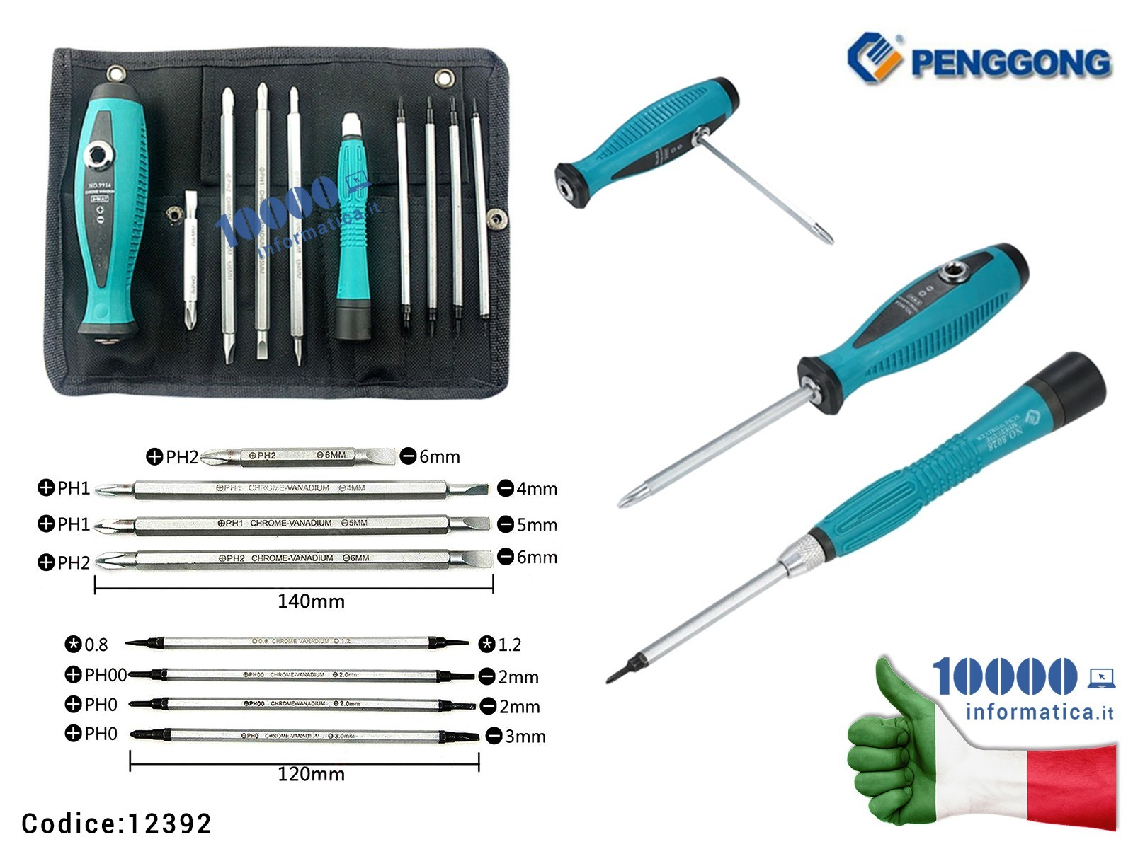 12392 Set 10 pezzi Cacciaviti Magnetici di Precisione PENGGONG 8028 9914 phillips con intaglio a stella strumento per riparaz... 12392 Set 10 pezzi Cacciaviti Magnetici di Precisione PENGGONG 8028 9914 phillips con intaglio a stella strumento per riparaz...