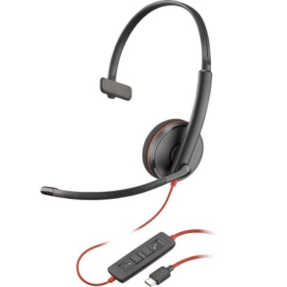 8X214AA HP Blackwire 3210 Monaural USB-C Headset +USB-C/A Adapter 209748-22