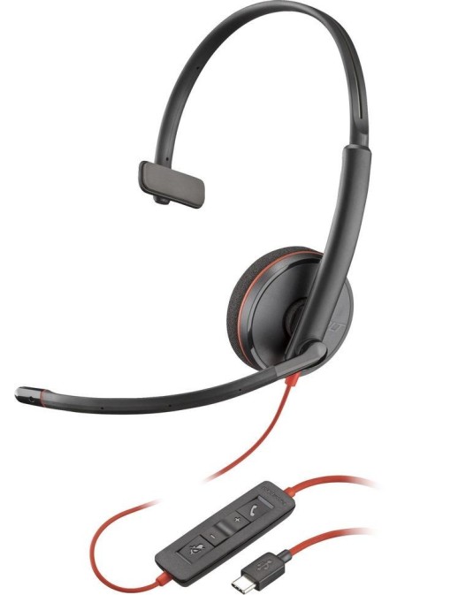 8X214AA HP Blackwire 3210 Monaural USB-C Headset +USB-C/A Adapter 209748-22