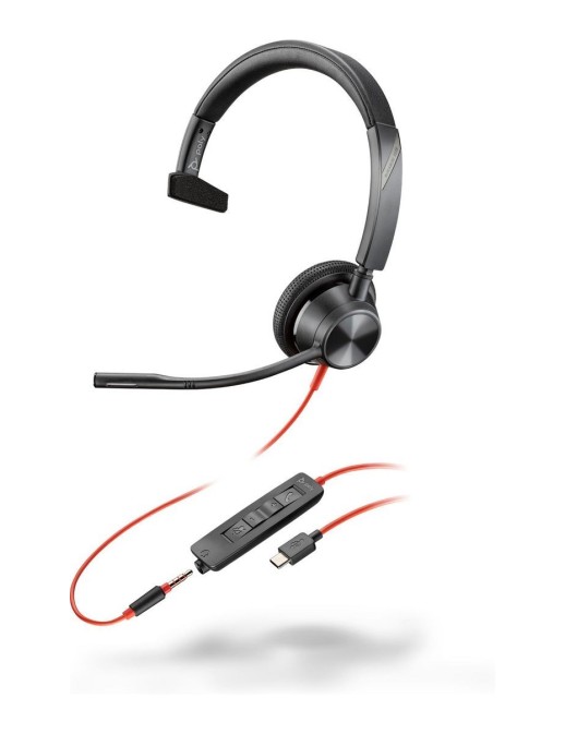 8X217AA HP Blackwire 3315 Monaural USB-C Headset +3.5mm Plug +USB-C/A Adapter 213937-101