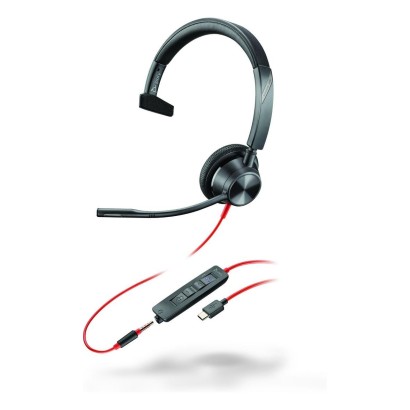 8X218AA HP Blackwire 3315 Monaural Microsoft Teams Certified USB-C Headset +3.5mm Plug +USB-C/A Adapter 214015-101