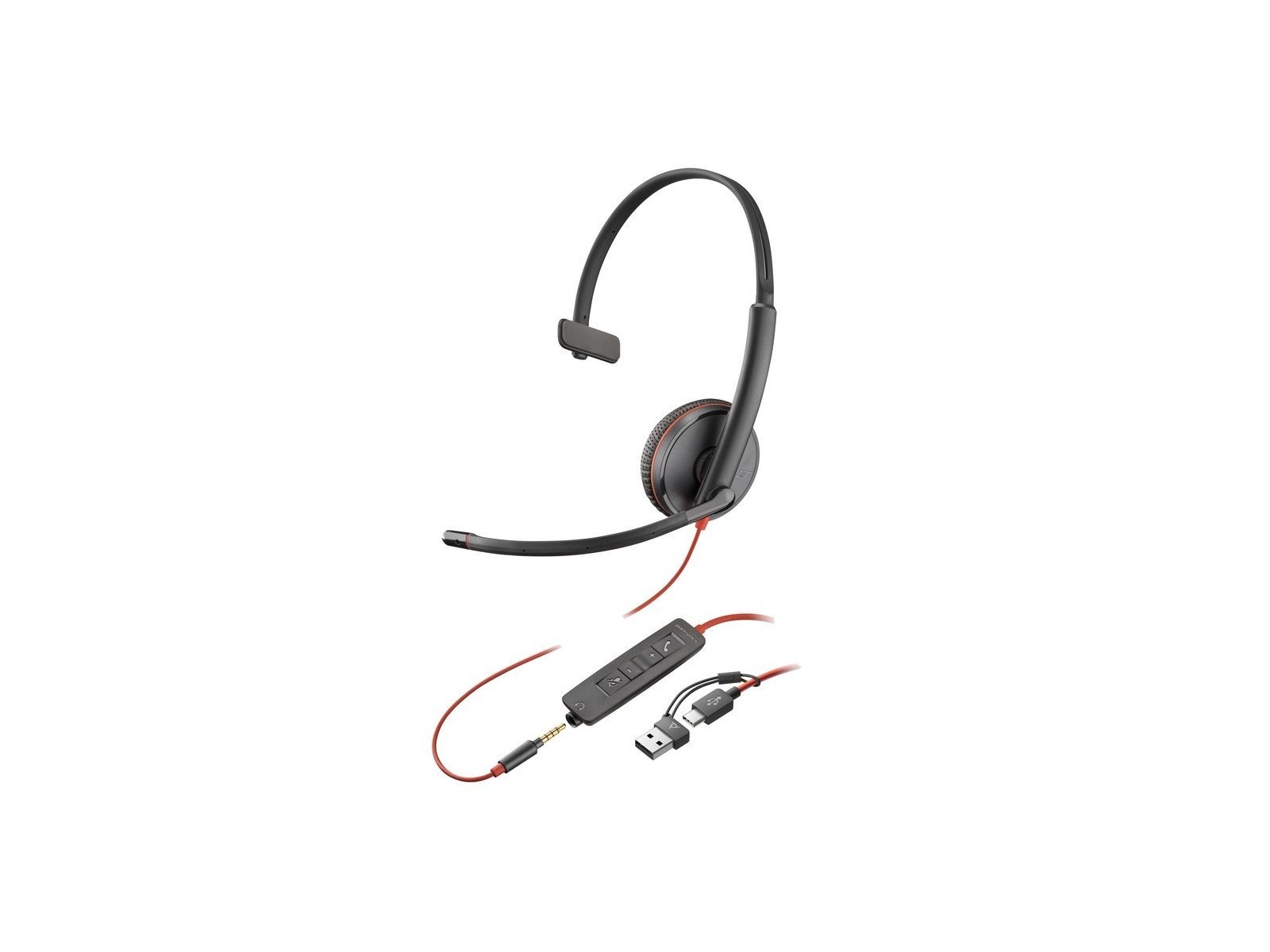 8X227A6 HP Blackwire 3215 Monaural USB-C Headset +3.5mm Plug +USB-C/A Adapter (Bulk) 209750-101 8X227A6 HP Blackwire 3215 Monaural USB-C Headset +3.5mm Plug +USB-C/A Adapter (Bulk) 209750-101