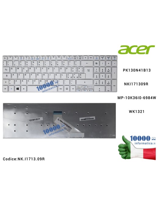 NK.I1713.09R Tastiera Italiana (BIANCA) ACER Aspire 5755G 5830T 5830TG V3-571 V3-572G V3-771G V5-561 E1-572P E5-571 [FRAME ES...