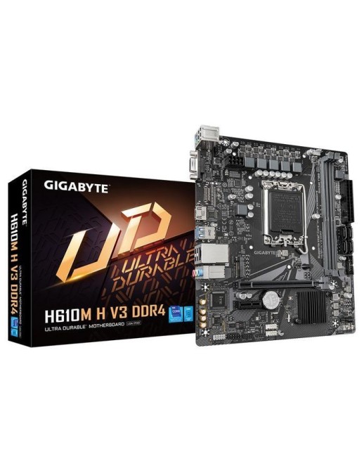 H610M H V3 DDR4 Gigabyte Motherboard - Supports Intel Core 14Th Cpus, 4+1+1 Hybrid Phases Digital Vrm, Up To 3200Mhz Ddr4, 1Xpci
