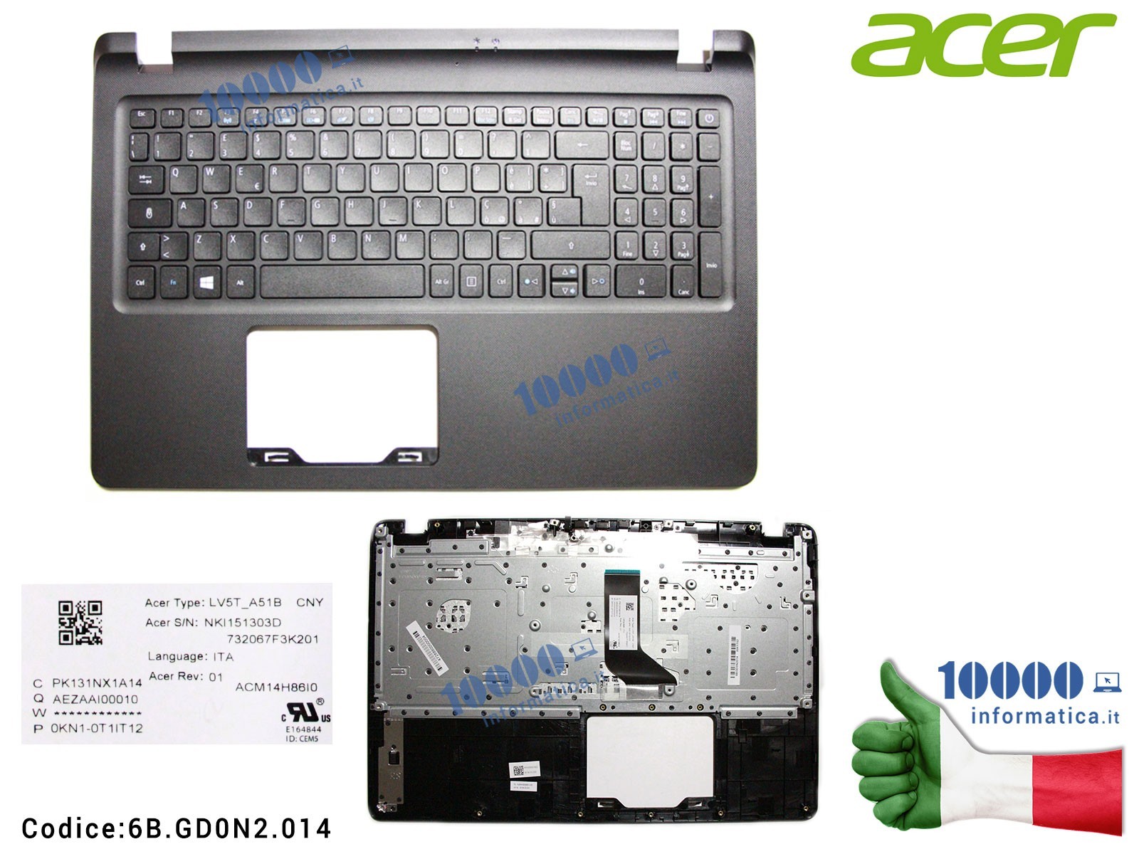 6B.GD0N2.014 Tastiera Italiana Completa di Top Case Superiore ACER Aspire ES1-523 ES1-572 Extensa 2540 2560 EX2540 EX2560 [NE... 6B.GD0N2.014 Tastiera Italiana Completa di Top Case Superiore ACER Aspire ES1-523 ES1-572 Extensa 2540 2560 EX2540 EX2560 [NE...