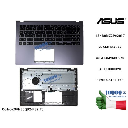 90NB0QD2-R32IT0 Tastiera Italiana Completa di Top Case Superiore ASUS VivoBook 15 X509 (Slate Grey) X509JA X509D X509DA X509F...