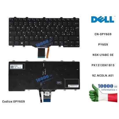 0PY6G9 Tastiera Italiana Retroilluminata DELL Latitude 12 5000 (E5250) (E5270) (E5450) 12 7000 (E7250) (E7270) (E7450) CN-0PY...
