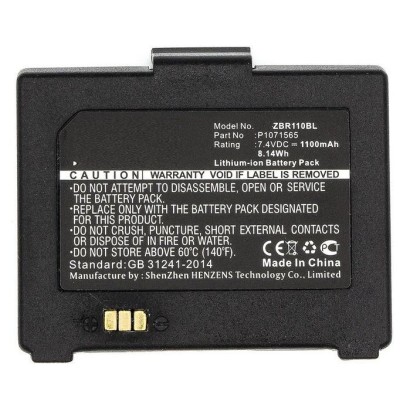 MBXPR-BA043 CoreParts Battery for Zebra Printer 8.14Wh Li-ion 7.4V 1100mAh Black, P1070125-008, P1071565 ZQ110, P1071566