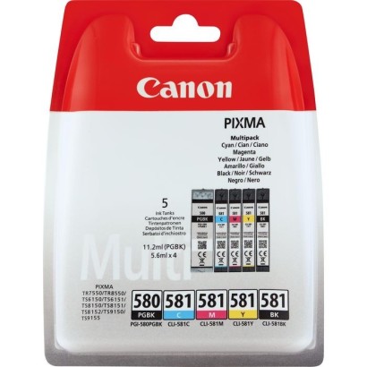 2078C005 Canon PGI-580BK/CLI-581 BK/C/M/Y Pigment + Ink Cartridge Multi Pack