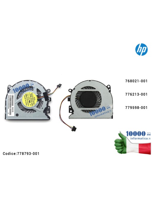 778793-001 Ventola Fan CPU HP X360 15-U 15T-U 15-U499NR 15-U110DX 15-U011DX 15-U111DX 768021-001 776213-001 779598-001 DFS501...