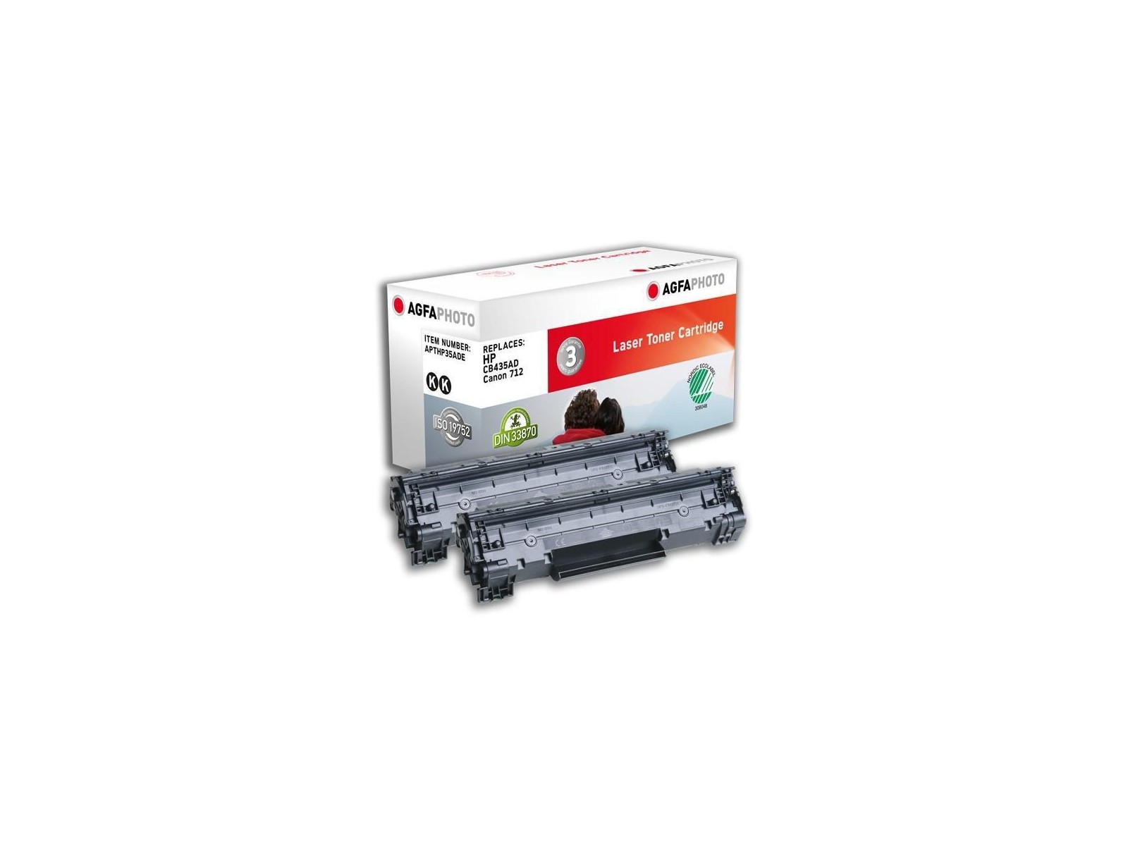 APTHP35ADE AgfaPhoto 2 x Laser cartridge replacement for HP CB435AD/ Canon 712, Black APTHP35ADE AgfaPhoto 2 x Laser cartridge replacement for HP CB435AD/ Canon 712, Black