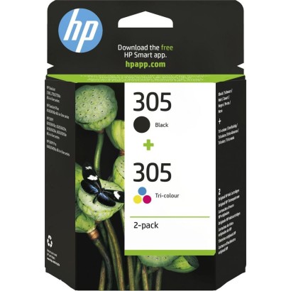 6ZD17AE HP 305 2-Pack Tri-color/Black Original Ink Cartridge