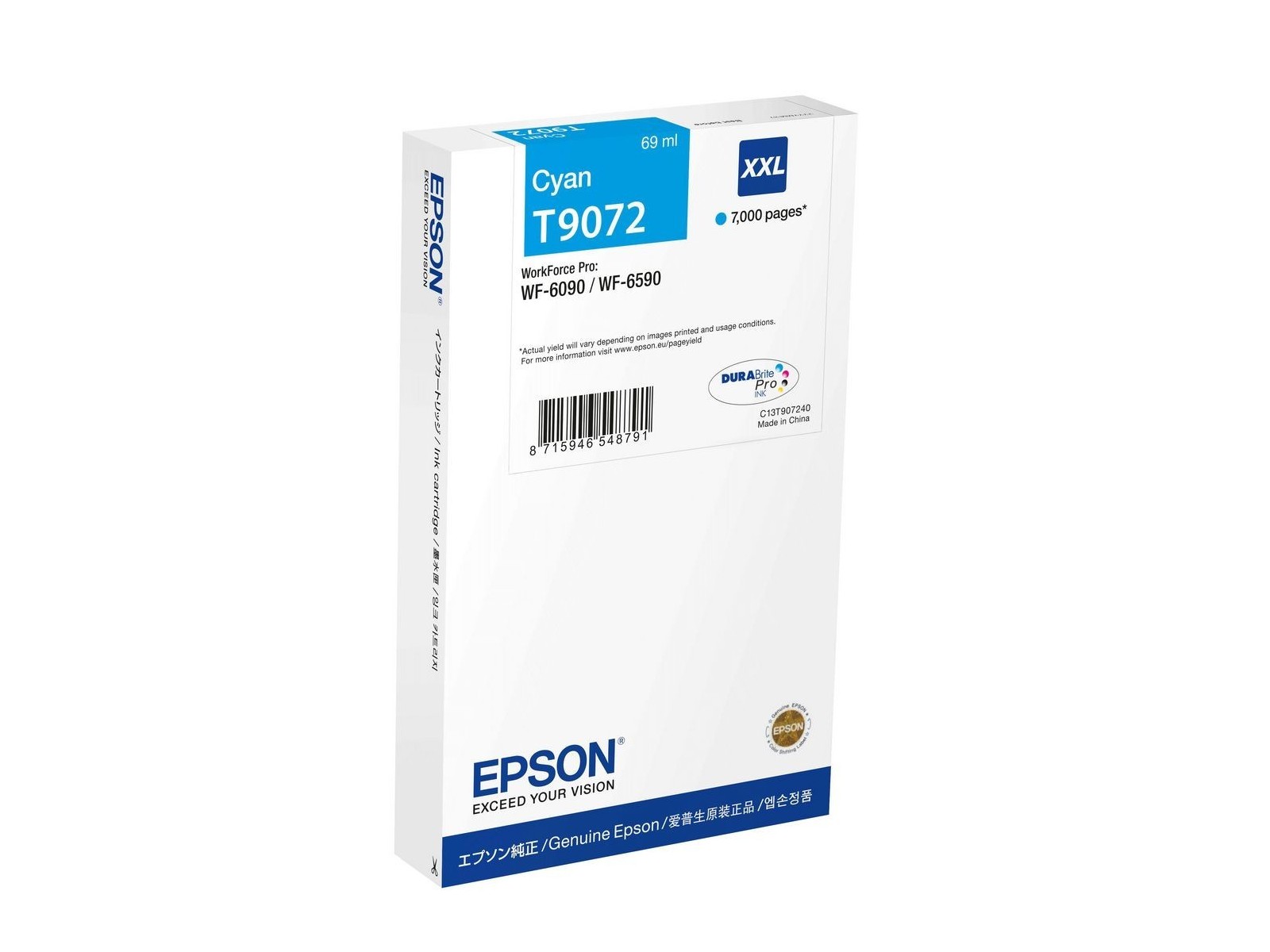 C13T90724N Epson Wf-6Xxx Ink Cartridge Cyan Xxl C13T90724N Epson Wf-6Xxx Ink Cartridge Cyan Xxl