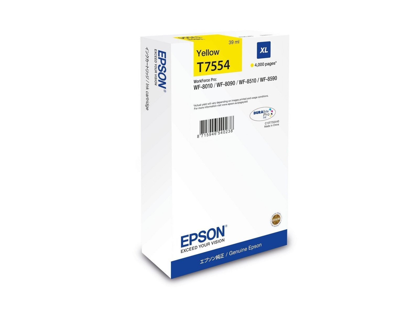 C13T75544N Epson Wf-8Xxx Series Ink Cartridge Xl Yellow C13T75544N Epson Wf-8Xxx Series Ink Cartridge Xl Yellow