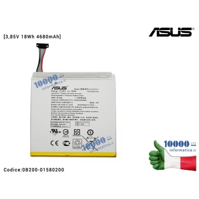 0B200-01580200 Batteria C11P1517 ASUS ZenPad 10 Z300M (P00C) Z300CNL (P01T) Z0310M Z301ML ZD301MFL Z301M (P028) Z301MF [3,85V...
